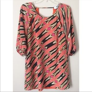 Tibi 100% Silk Printed Shift Dress Funky Unique